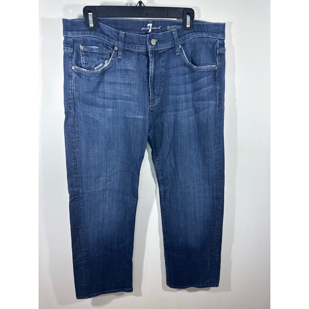 7 For All‎ Mankind Austyn Relaxed Straight Leg Jeans Dark Wash Blue Mens 34x27